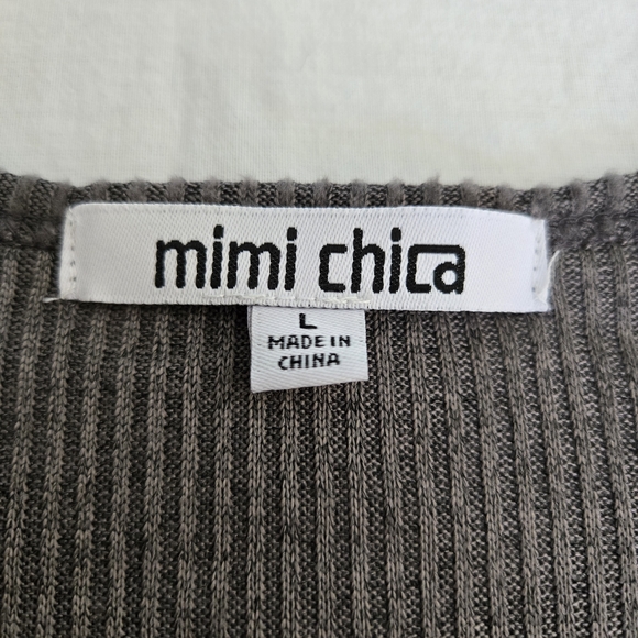 Mimi Chica Charcoal Ribbed Knit Top - Picture 2 of 10